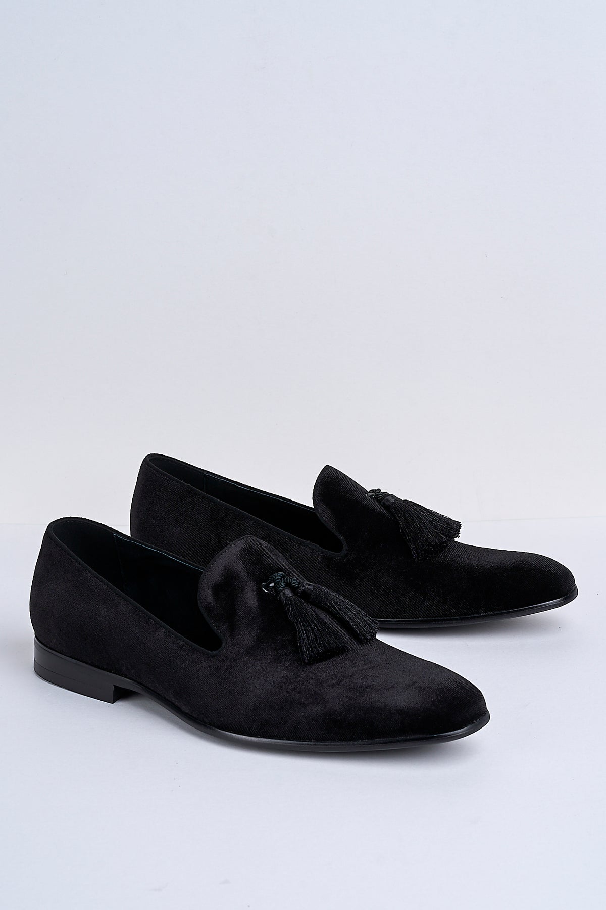 Alessandro Velvet Tassel Loafers – Jet Black