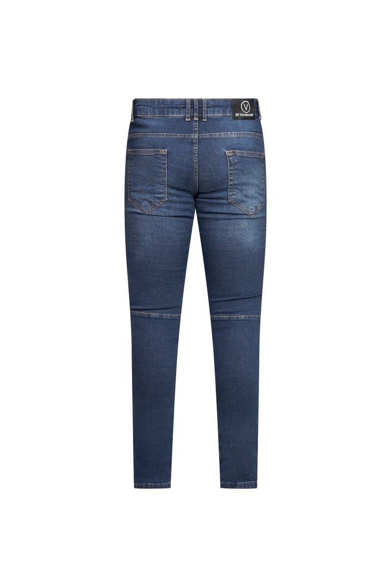 Ovy Bleu Destroyed Moto Stretch Denim