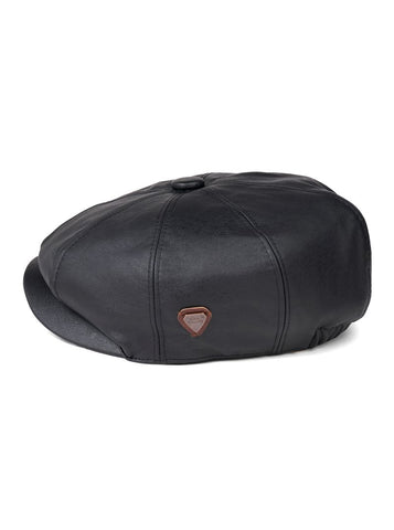 Paolo Black Leather Flat Cap