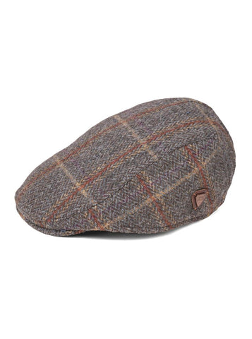 Franco Brown Check Tweed Flat Cap