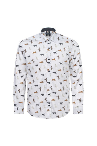 White Shirt with Dog Print