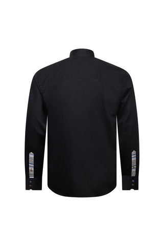 Black Shirt with Multicolour Stripe Contrast