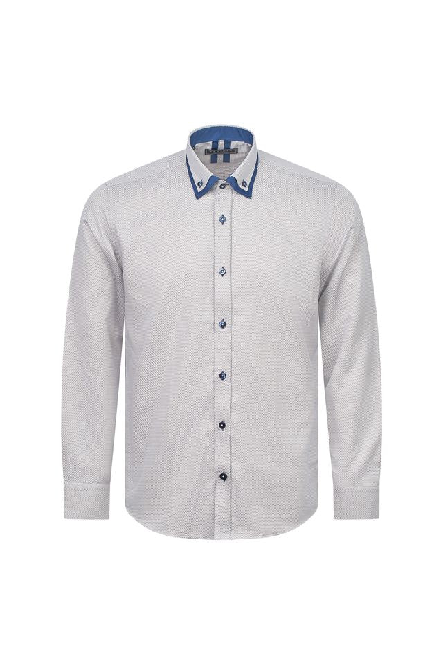 Blue Contrast Trim Shirt