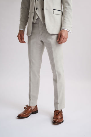 Grant Stone Pinstripe Double Breasted 3 Piece Suit