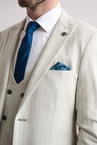 Grant Stone Pinstripe Double Breasted 3 Piece Suit