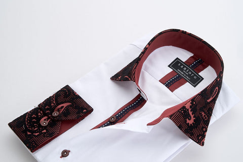 Signature Shirt with Paisley Contrast
