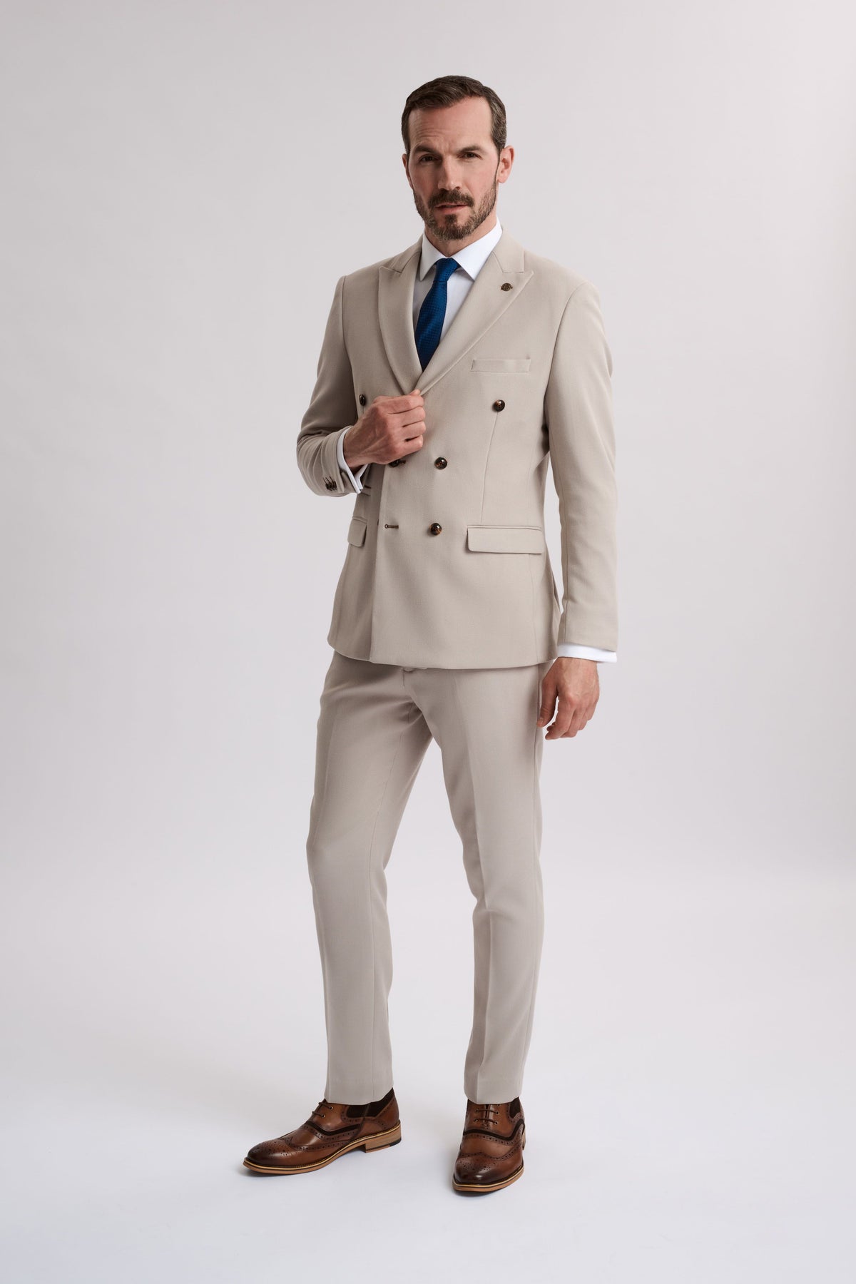 HM5 Stone Double Breasted Two Piece Suit