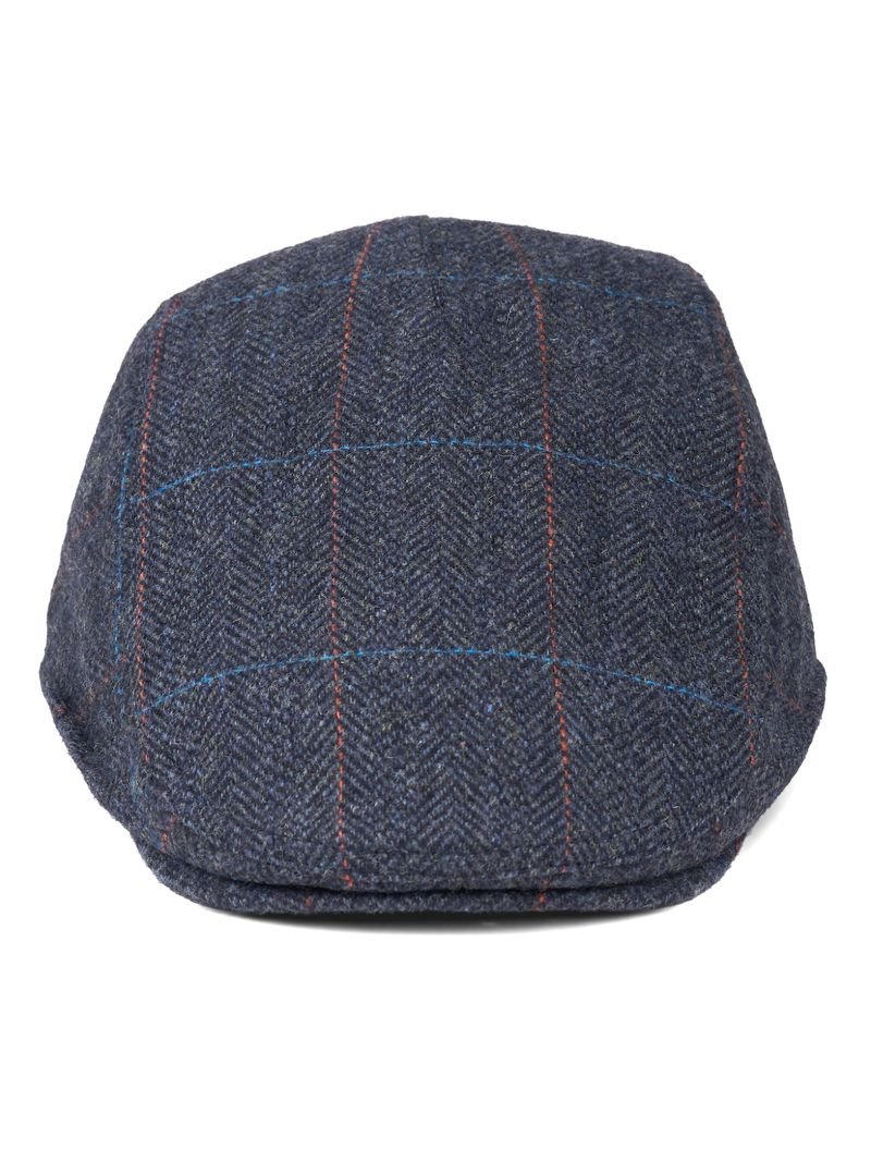 Franco Navy Check Flat Cap