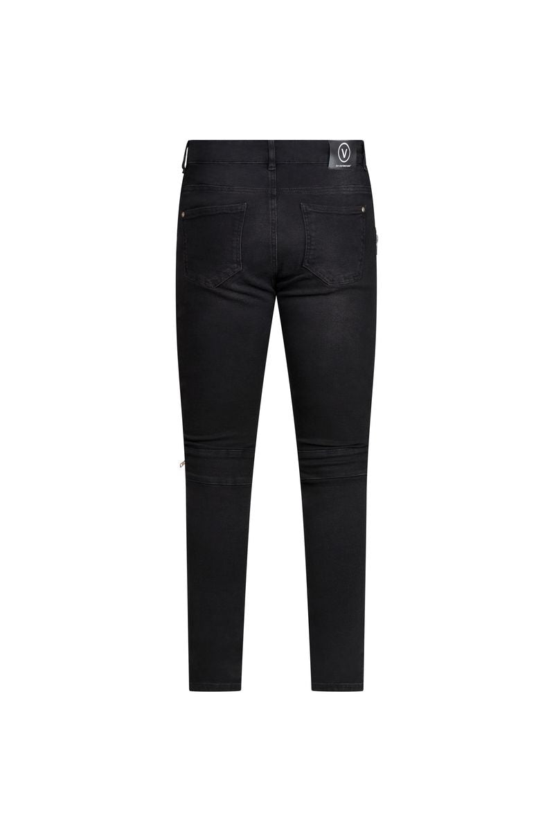 Ovy Noir Zip Moto Stretch Denim