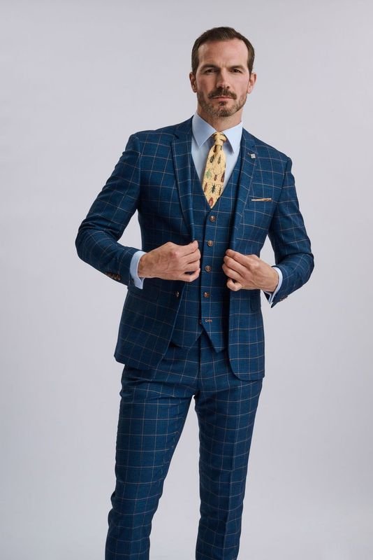 Hamleys Men's Navy Check Three Piece Suit