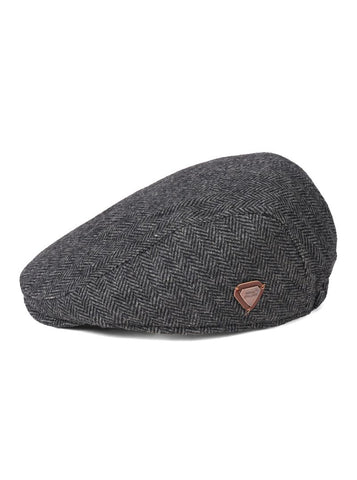 Franco Dark Grey Herringbone Flat Cap