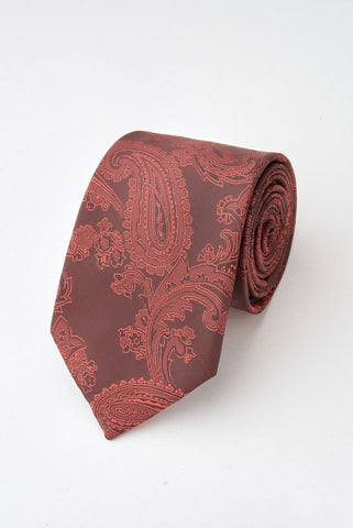 Paisley Burgundy Tie Set with Tie Bar & Cufflinks