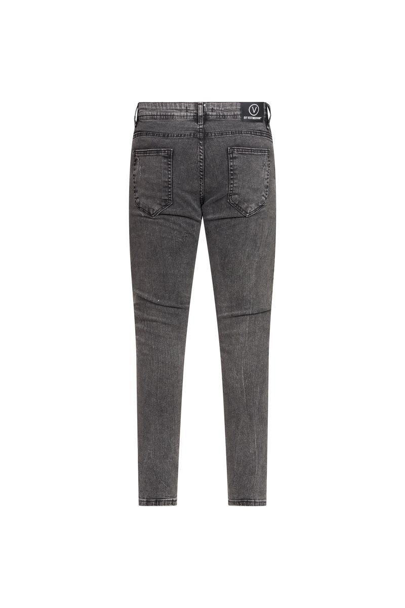 Ovy Charcoal Distressed Stretch Denim