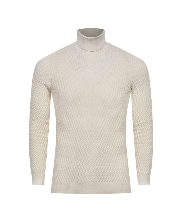 Champagne Textured Turtleneck