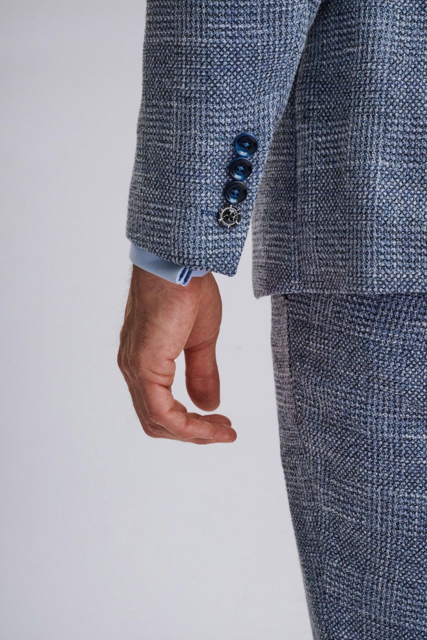 Kris - Sky Blue Tweed Three Piece Suit