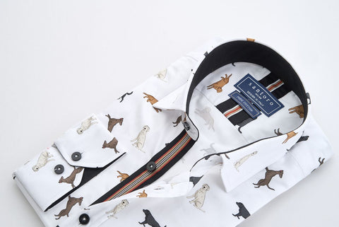 White Shirt with Dog Print