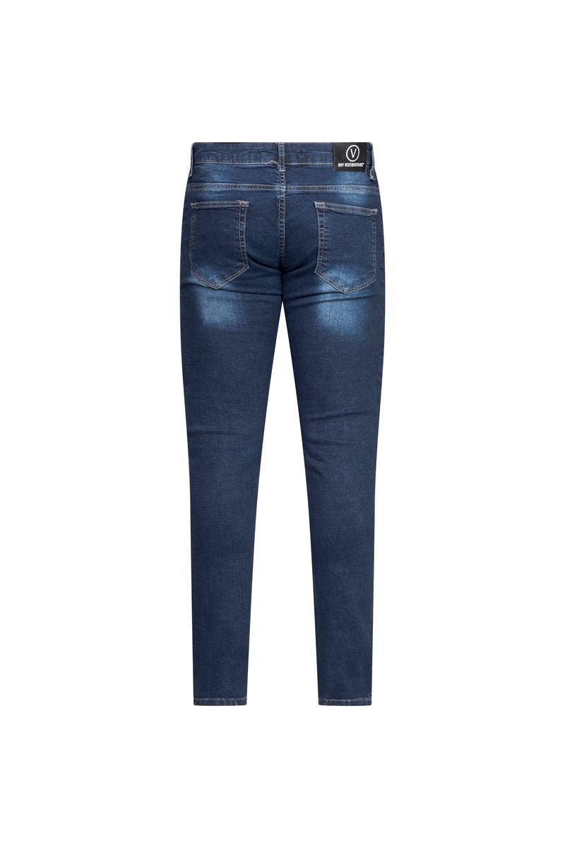 Ovy Bleu Ripped Moto Stretch Denim