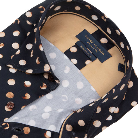 Black Tan Modern Polka Dot Shirt