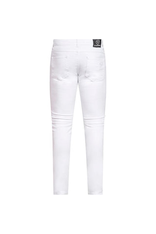 Ovy Blanc Zip Distressed Stretch Denim