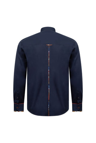 Navy Shirt with Abstract Contrast