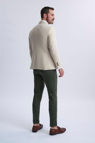 Marcello Single-Breasted Blazer with Khaki Trousers