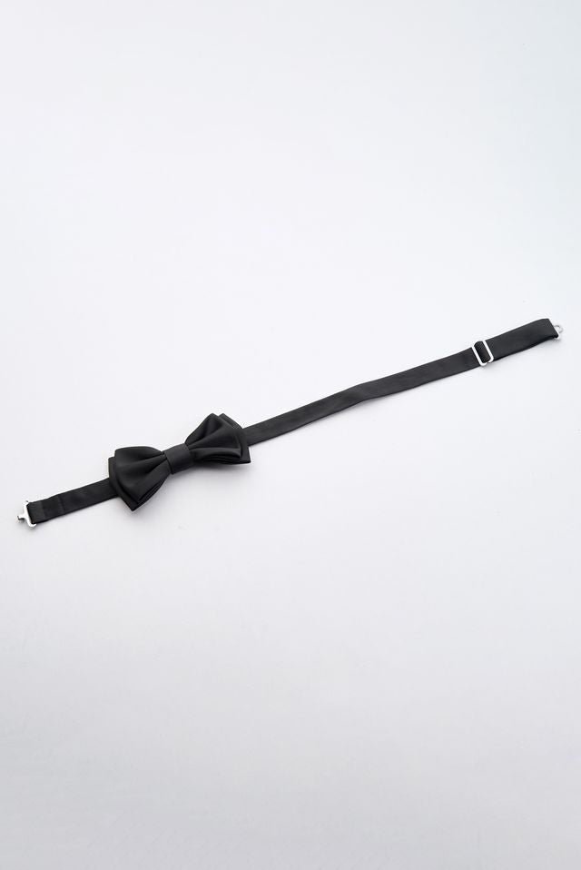 Black Satin Bow Tie Set with Cufflinks