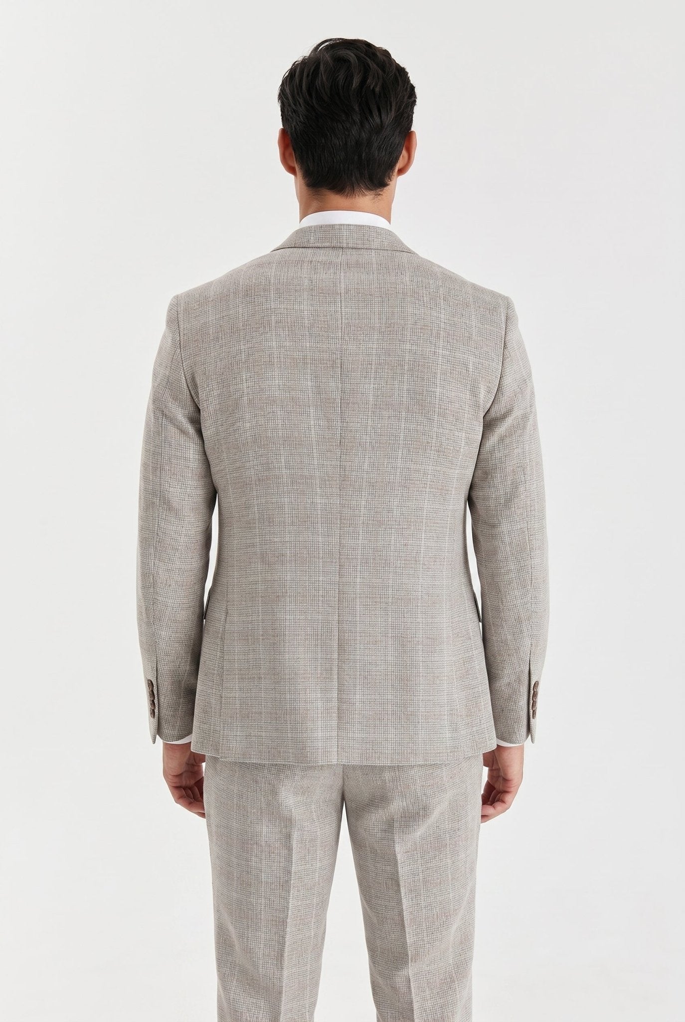 Leo Beige Check Three Piece Suit