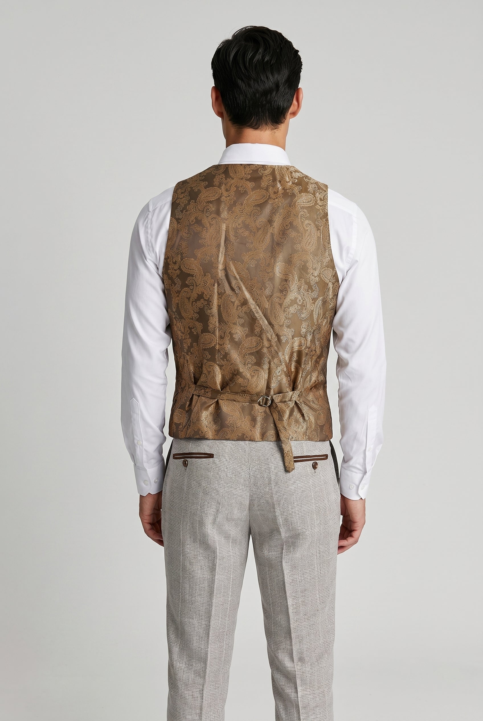 Leo Beige Check Three Piece Suit