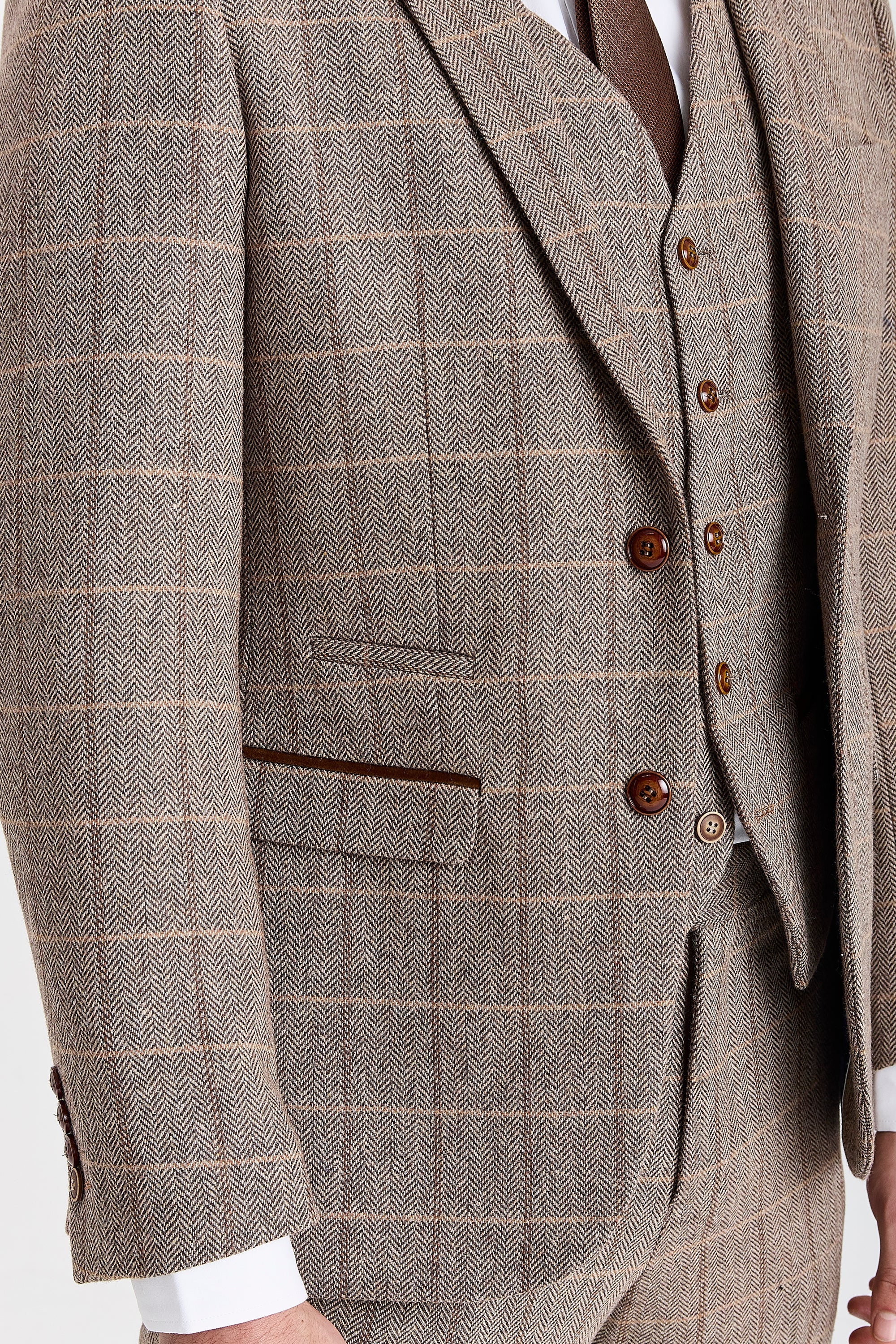 Harris Brown Herringbone Tweed Check Three Piece Suit
