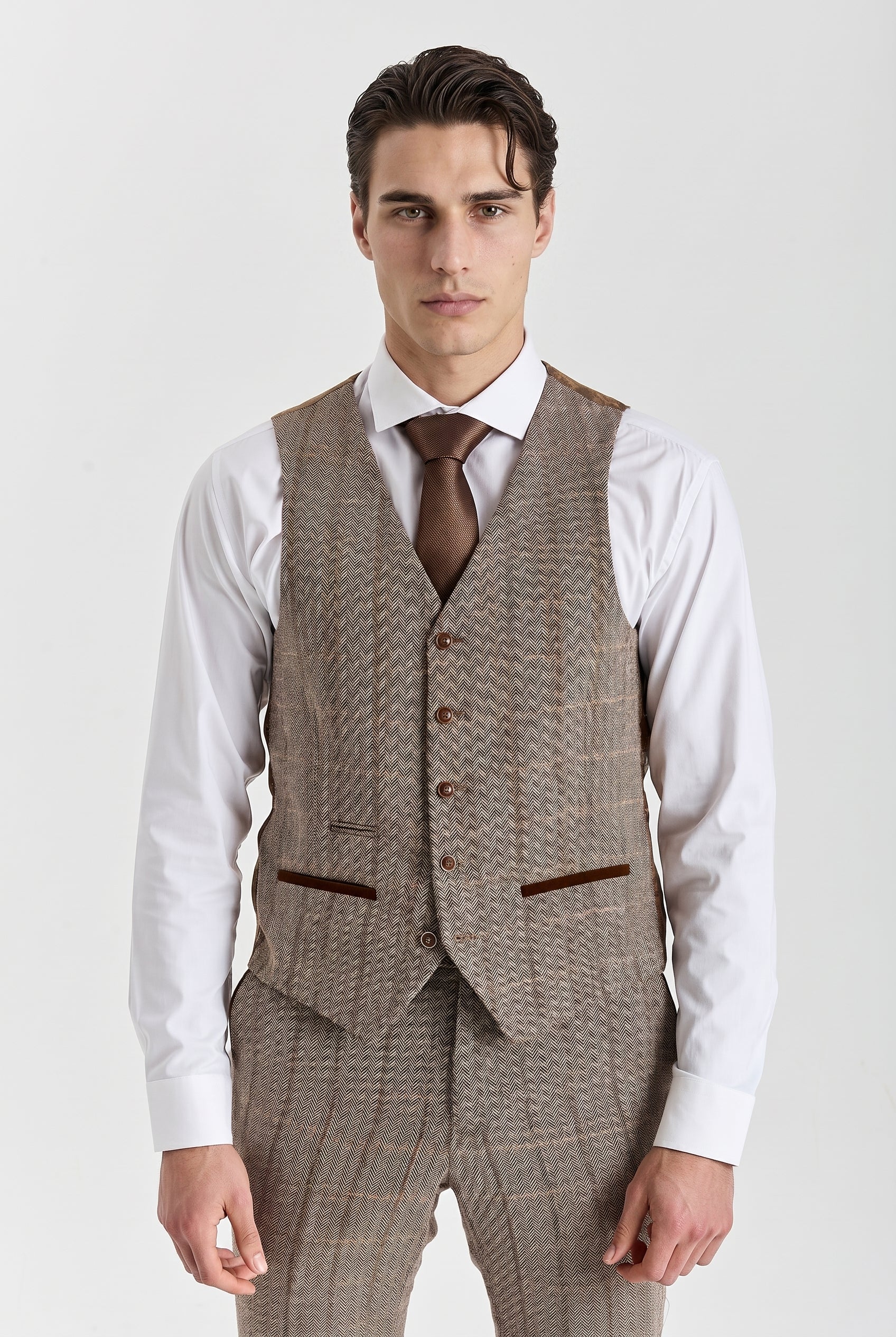 Harris Brown Herringbone Tweed Check Three Piece Suit