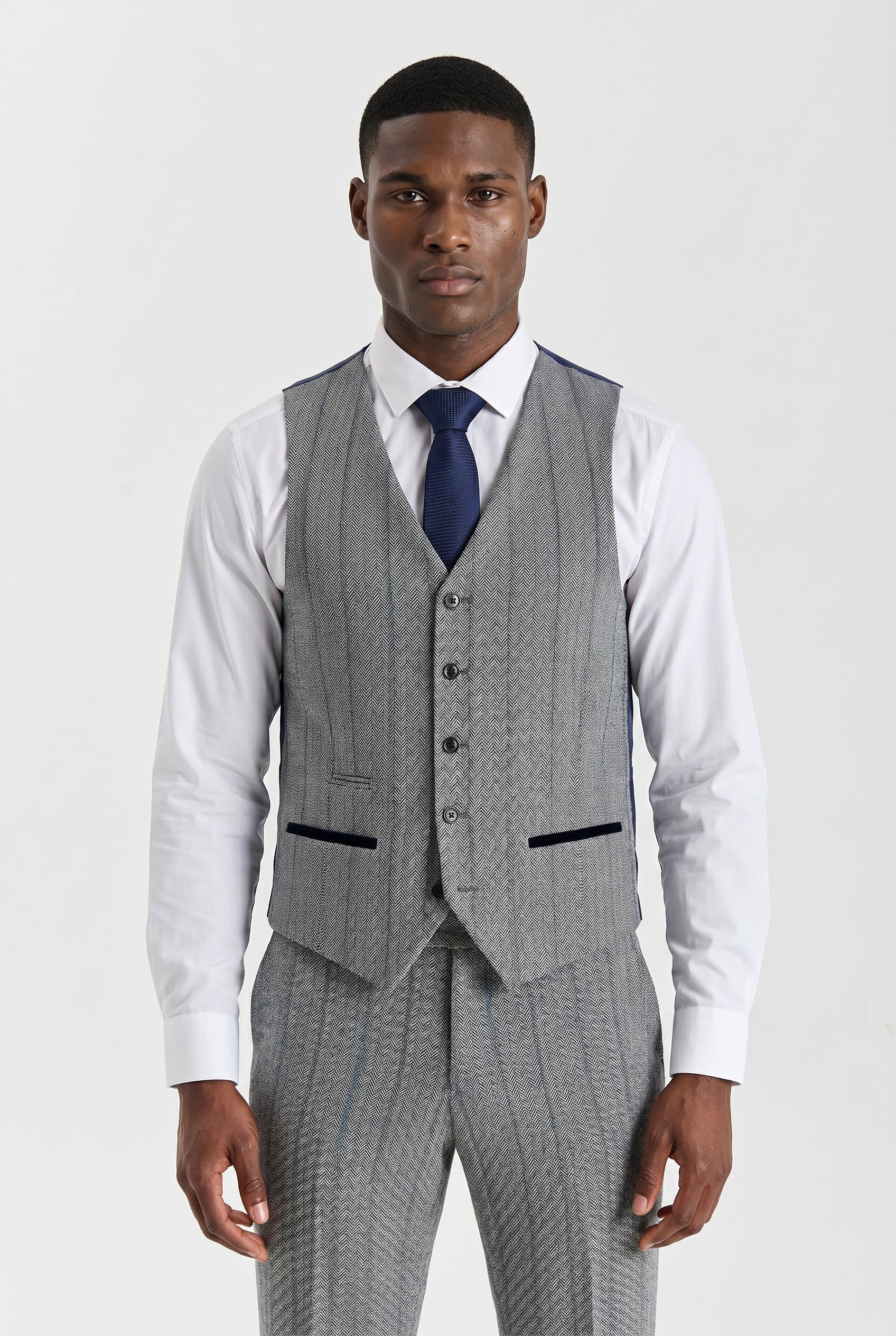 Harris Grey Herringbone Tweed Check Three Piece Suit