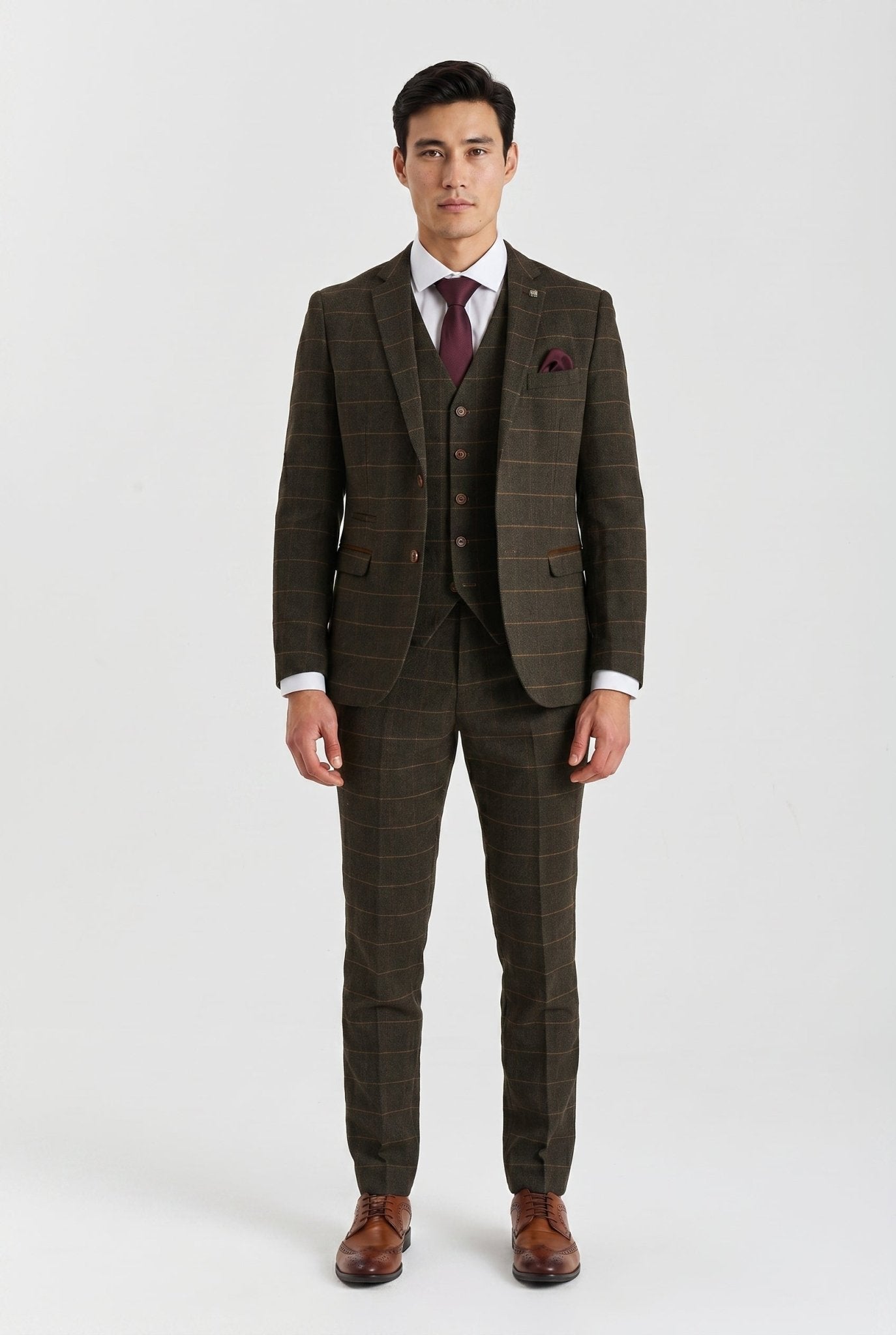 Harris Green Herringbone Tweed Check Three Piece Suit