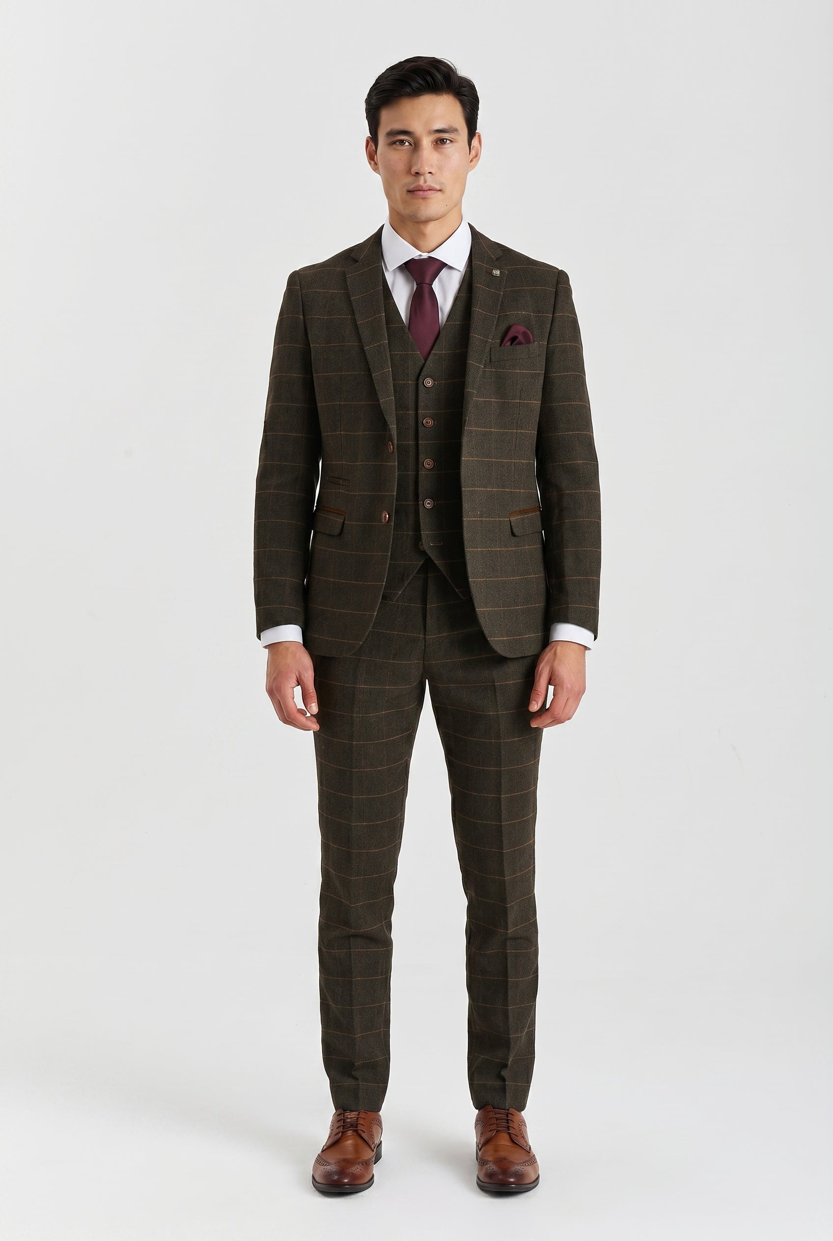 Harris Green Herringbone Tweed Check Three Piece Suit