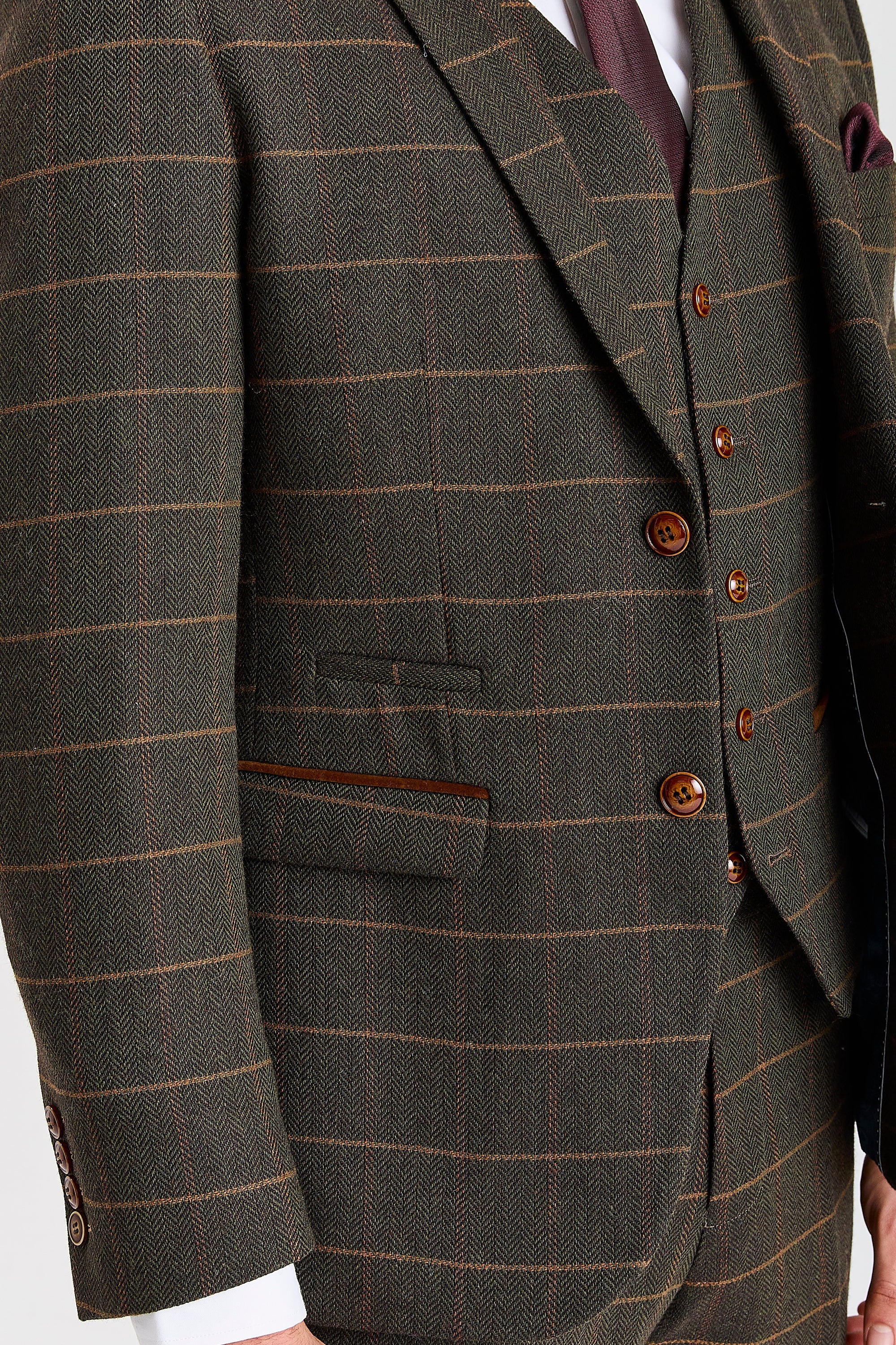 Harris Green Herringbone Tweed Check Three Piece Suit
