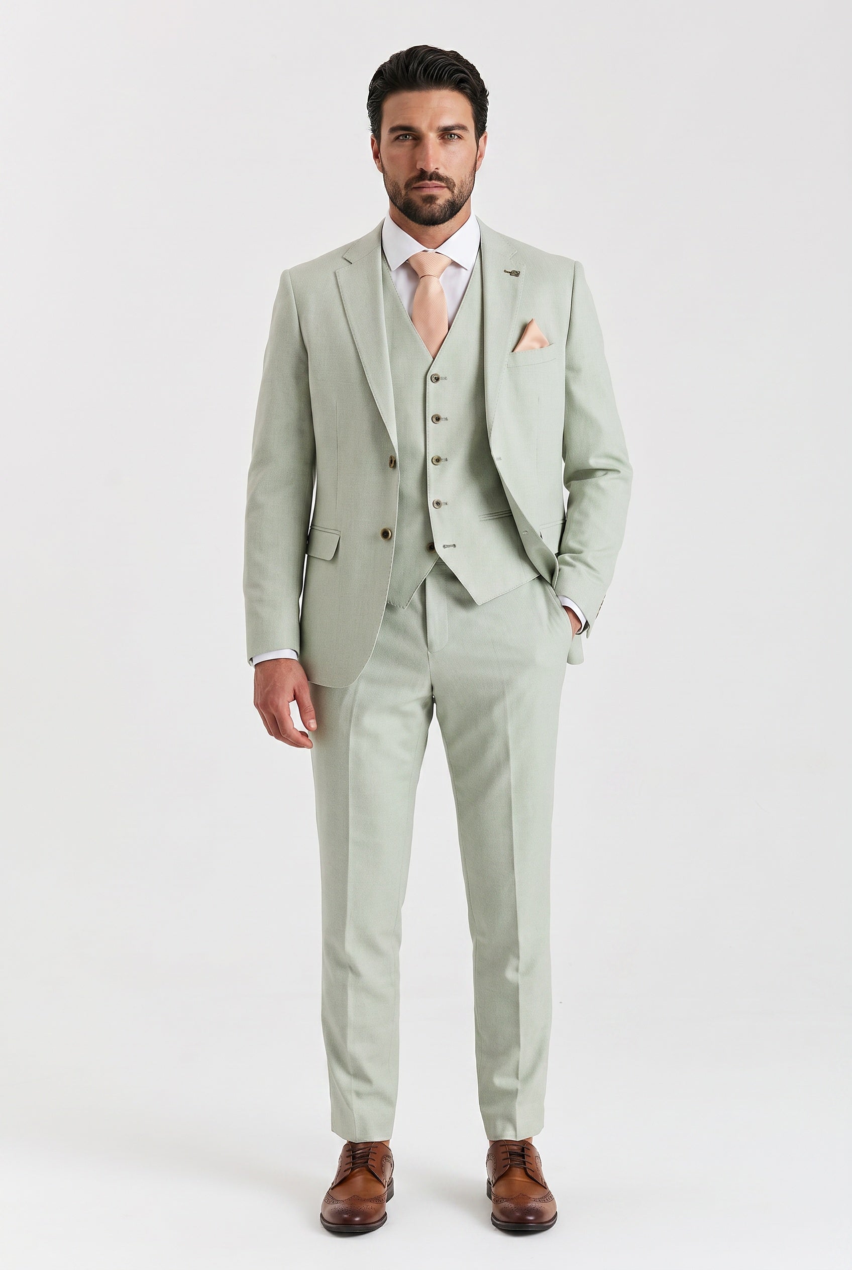 Belmont Sage Men's Three Piece Suit