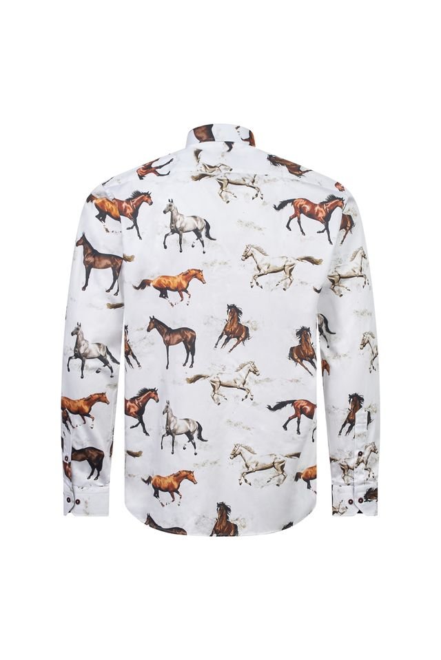 White Horse Print Shirt