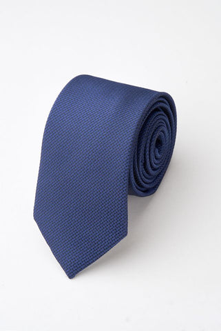 Navy Textured Tie Set with Tie Bar & Cufflinks