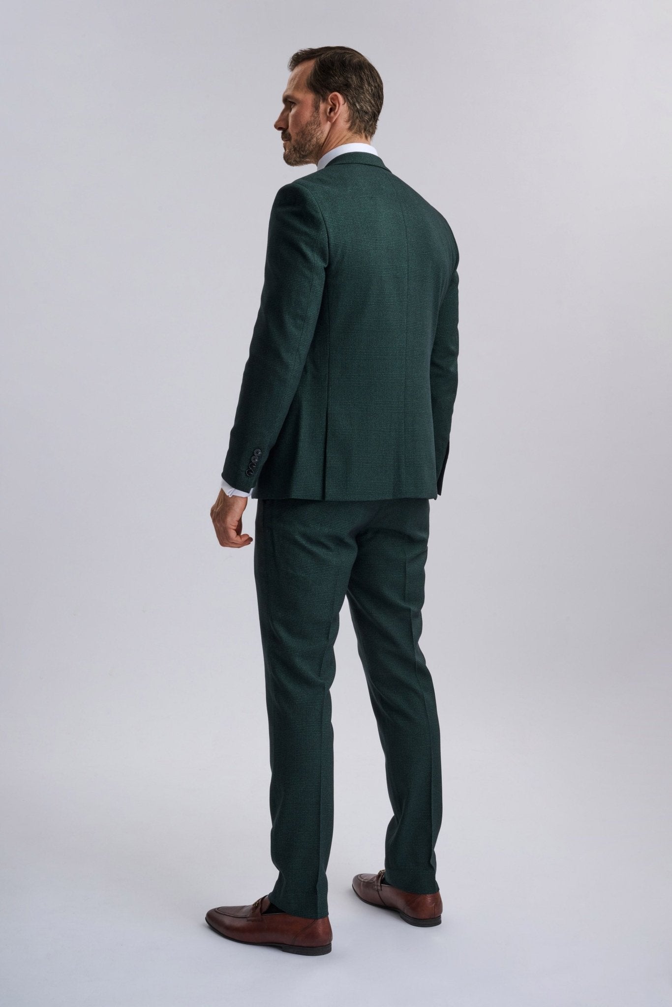 Regent Olive Check Three Piece Suit