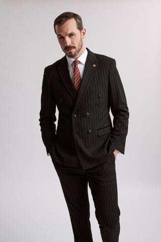 Rocco Black Pinstripe Double Breasted Two Piece Suit