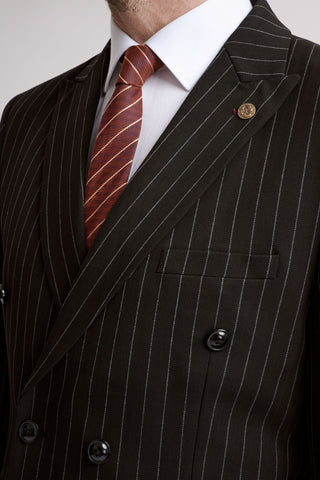 Rocco Black Pinstripe Double Breasted Two Piece Suit