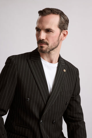 Rocco Black Pinstripe Double Breasted Two Piece Suit