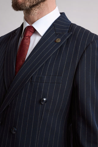 Rocco Navy Pinstripe Double Breasted Two Piece Suit