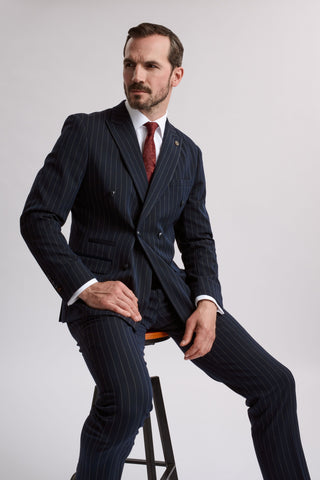 Rocco Navy Pinstripe Double Breasted Two Piece Suit