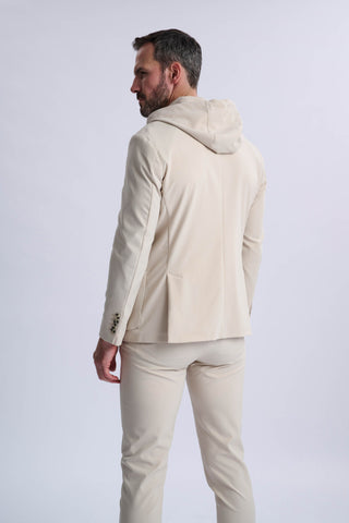 Rulli Beige 360 Stretch Technical Suit with Detachable Hood