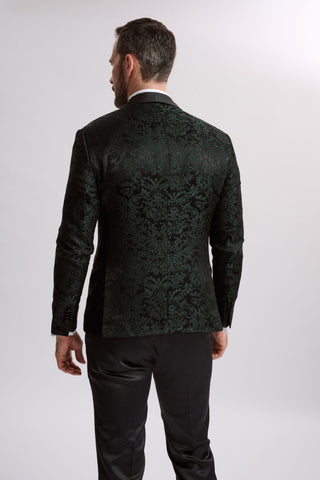 Santoro Milan's Paisley Three Piece  Brocade Olive Suit