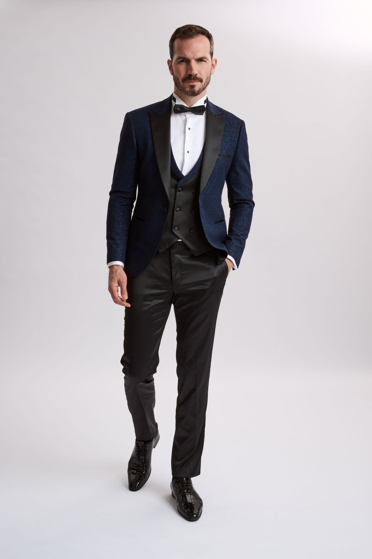 Santoro Milan's Sparkle Three Piece Navy Tux