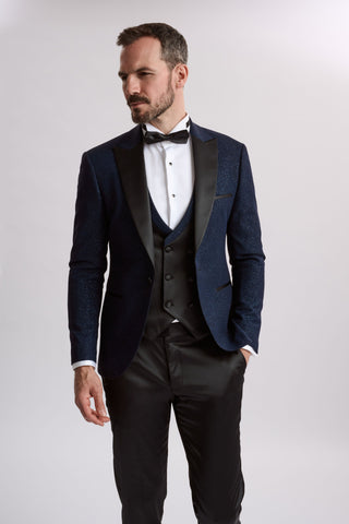 Santoro Milan's Sparkle Three Piece Navy Tux