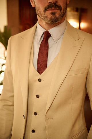 Diaz Beige Three Piece Suit