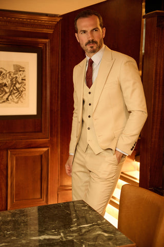 Diaz Beige Three Piece Suit
