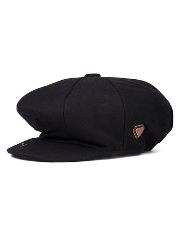 Paolo Black Felt Flat Cap